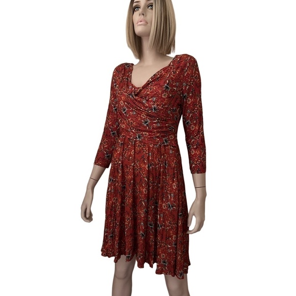 Peruvian Collection Artesinia Dress Handpainted Flowers Twirl Skirt w/ Pockets - Picture 5 of 16